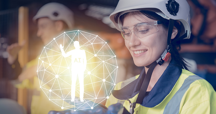 En tjej håller i en animerad atom